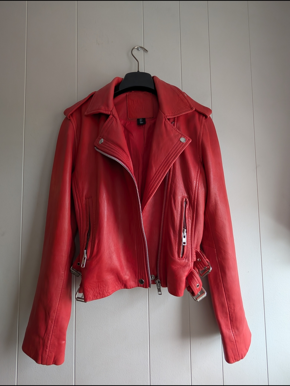 Belle Vere Red Women's Moto Leather Jacket, Sz Small